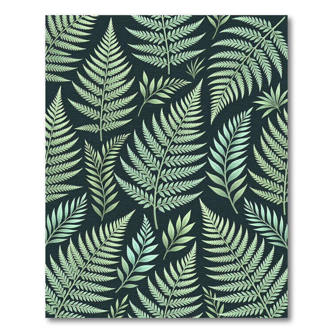 Lush Green Botanical Fern Leaf Art Rug