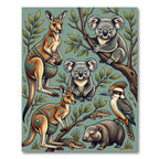 Australian Wildlife Botanical Teal Rug