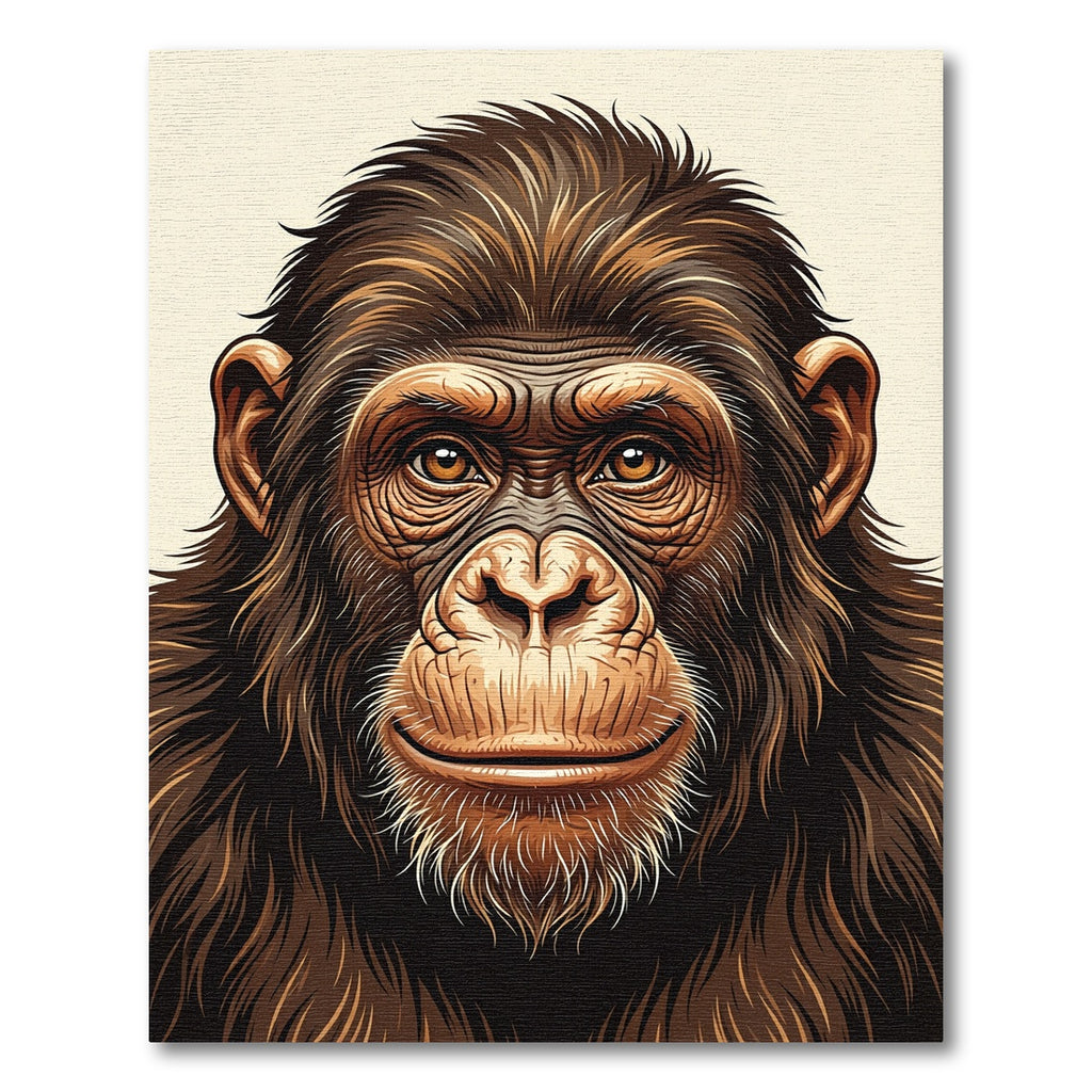 Majestic Brown Primate Portrait Art Rug