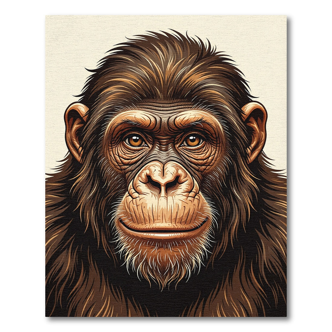 Majestic Brown Primate Portrait Art Rug