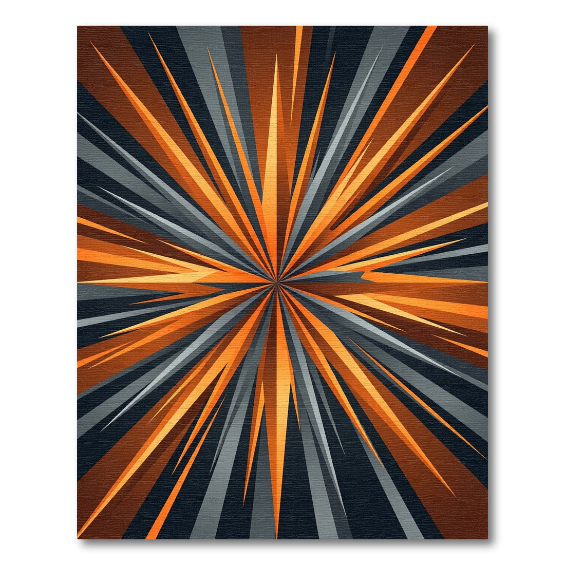 Abstract Orange and Gray Sunburst Rug