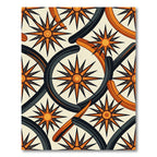 Geometric Compass Star Retro Orange Rug