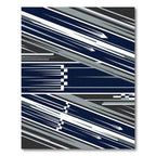 Modern Navy Blue Geometric Velocity Stripe Rug
