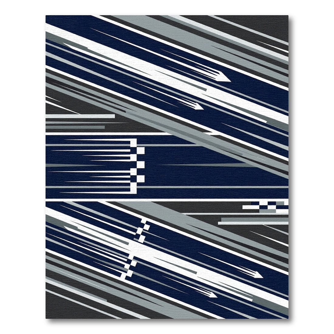 Modern Navy Blue Geometric Velocity Stripe Rug