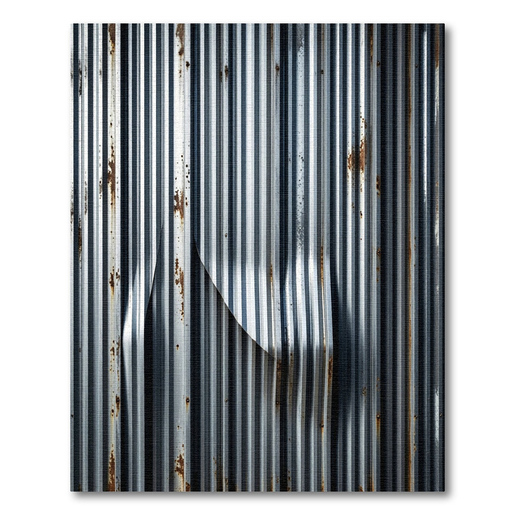 Metallic Industrial Corrugated Silver Striped Rug