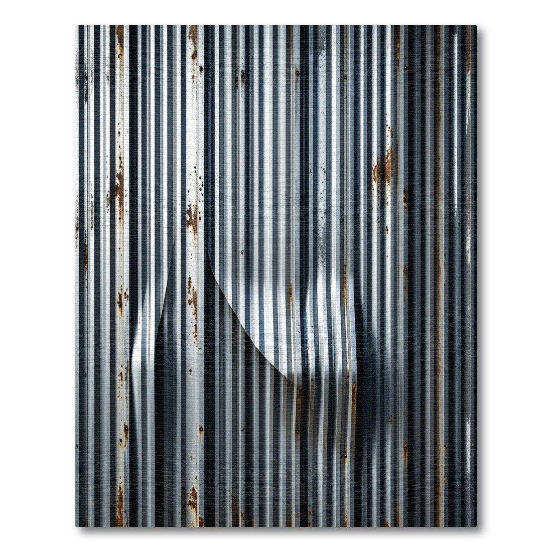 Metallic Industrial Corrugated Silver Striped Rug