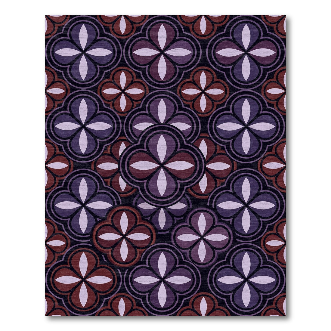 Deep Purple Geometric Quatrefoil Mosaic Rug