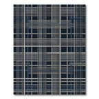 Modern Navy and Gray Linear Plaid Rug
