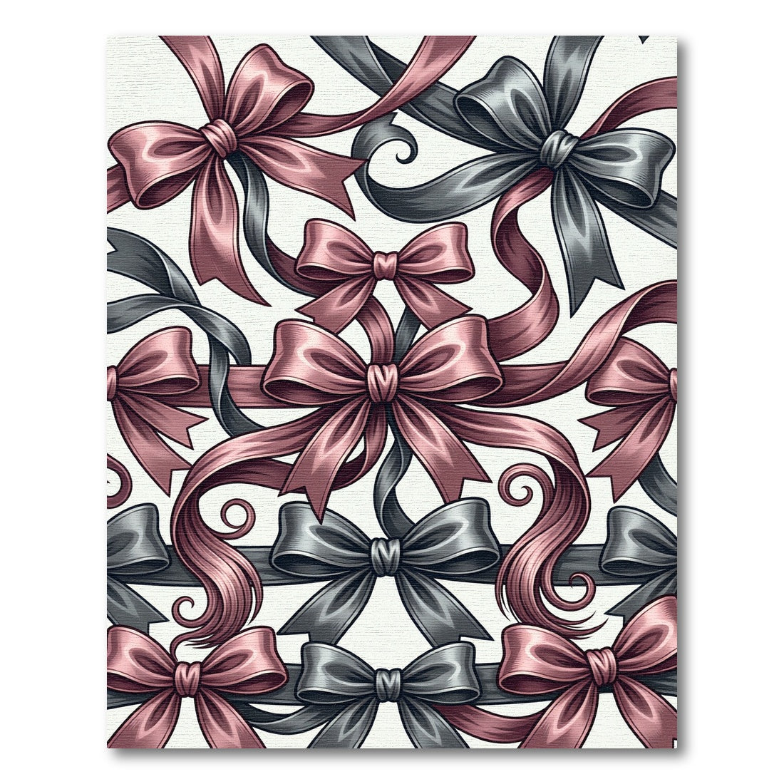 Pink Gray Bow Arrangement Rug