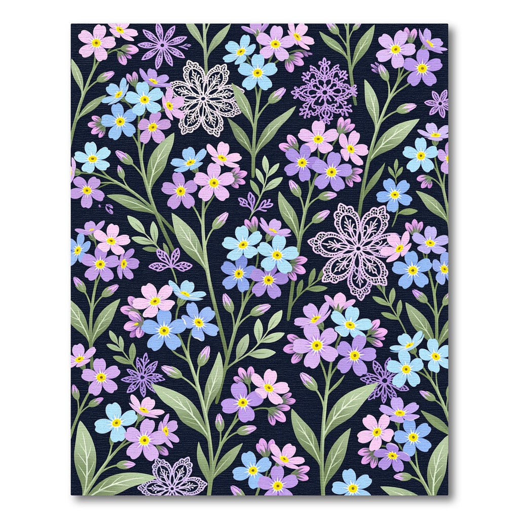 Pastel Forget Me Not Garden Bloom Rug