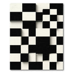 Modern Three Dimensional Black White Grid Rug