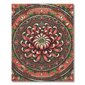 Radiant Coral Chrysanthemum Floral Medallion Rug