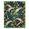 Whimsical Rainbow Shamrock Gold Coin Constellation Rug