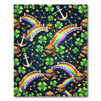 Whimsical Rainbow Shamrock Gold Coin Constellation Rug