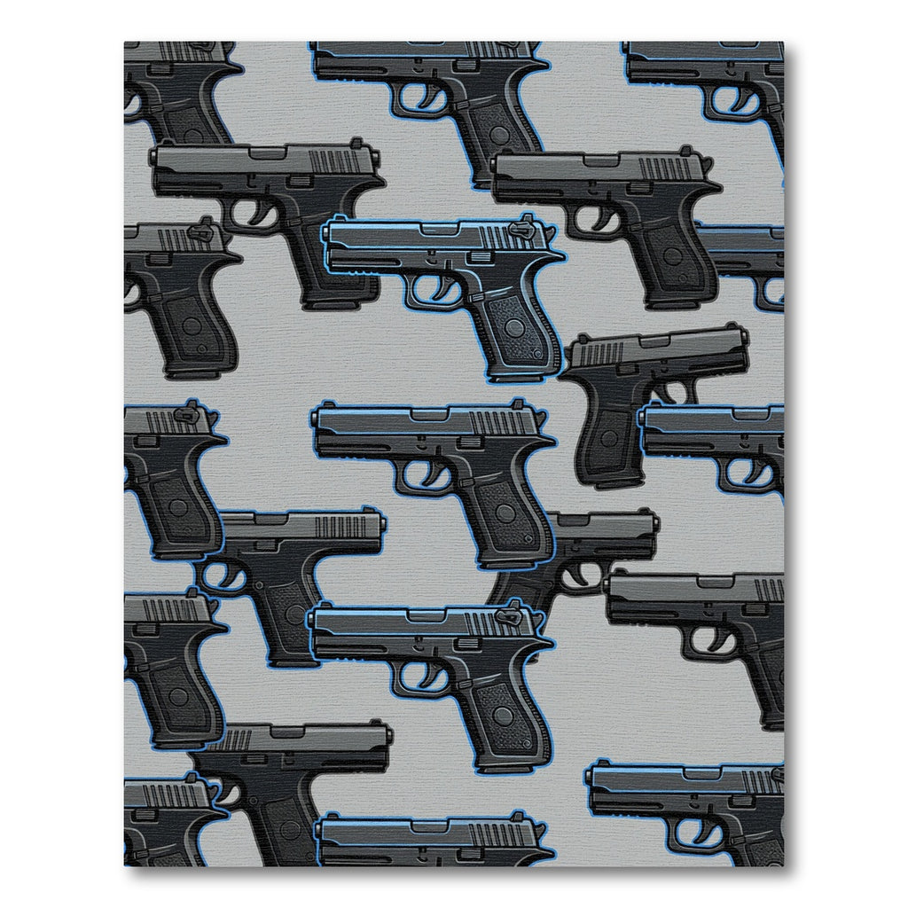Tactical Monochrome Handgun Graphic Rug