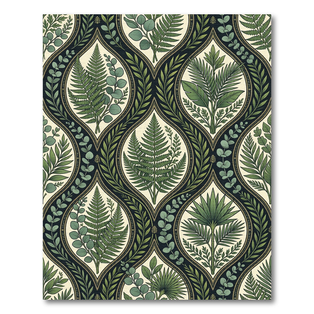 Lush Emerald Tropical Foliage Botanical Segment Rug