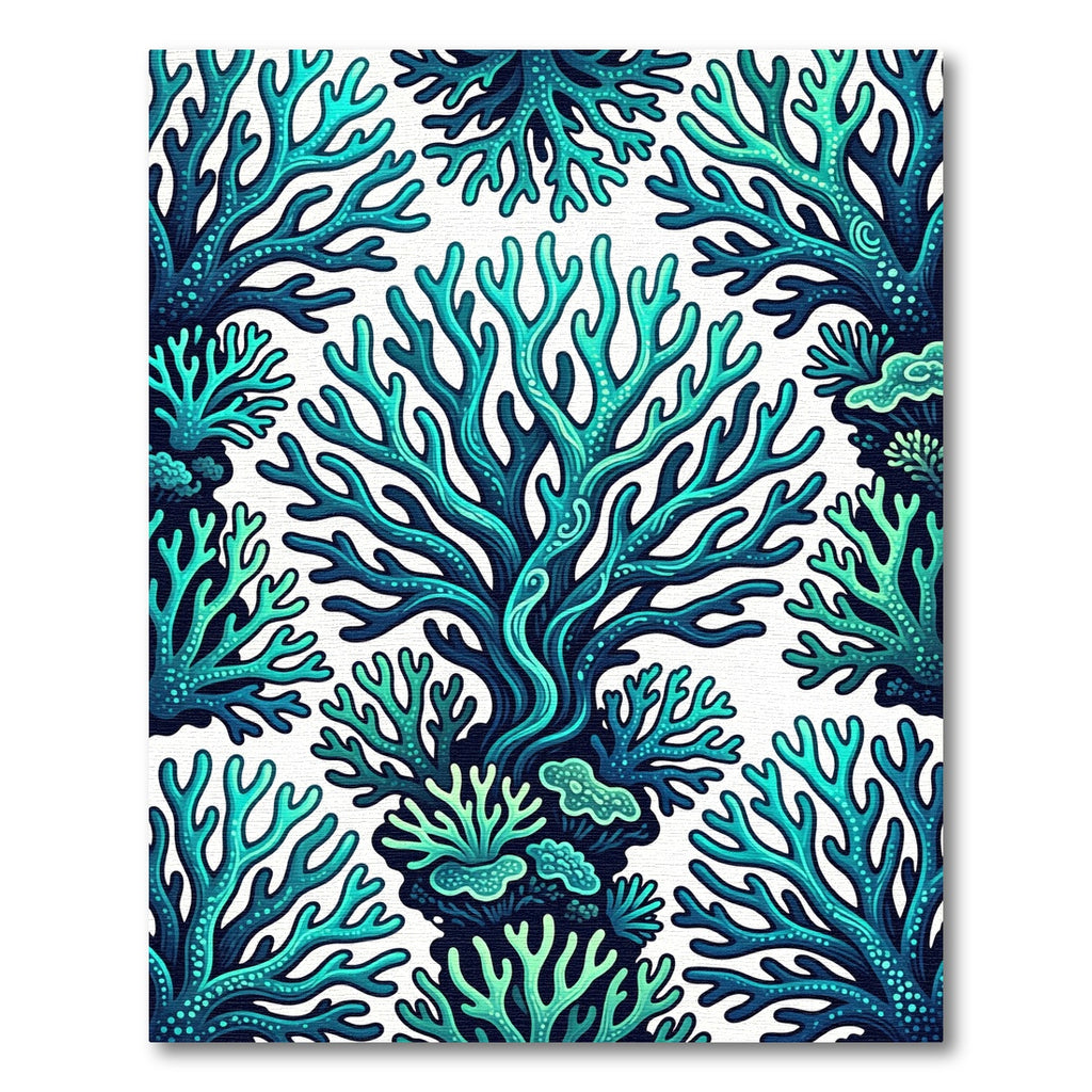 Vibrant Turquoise Aquatic Coral Reef Rug