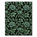 Gothic Emerald Rose and Thorns Rug