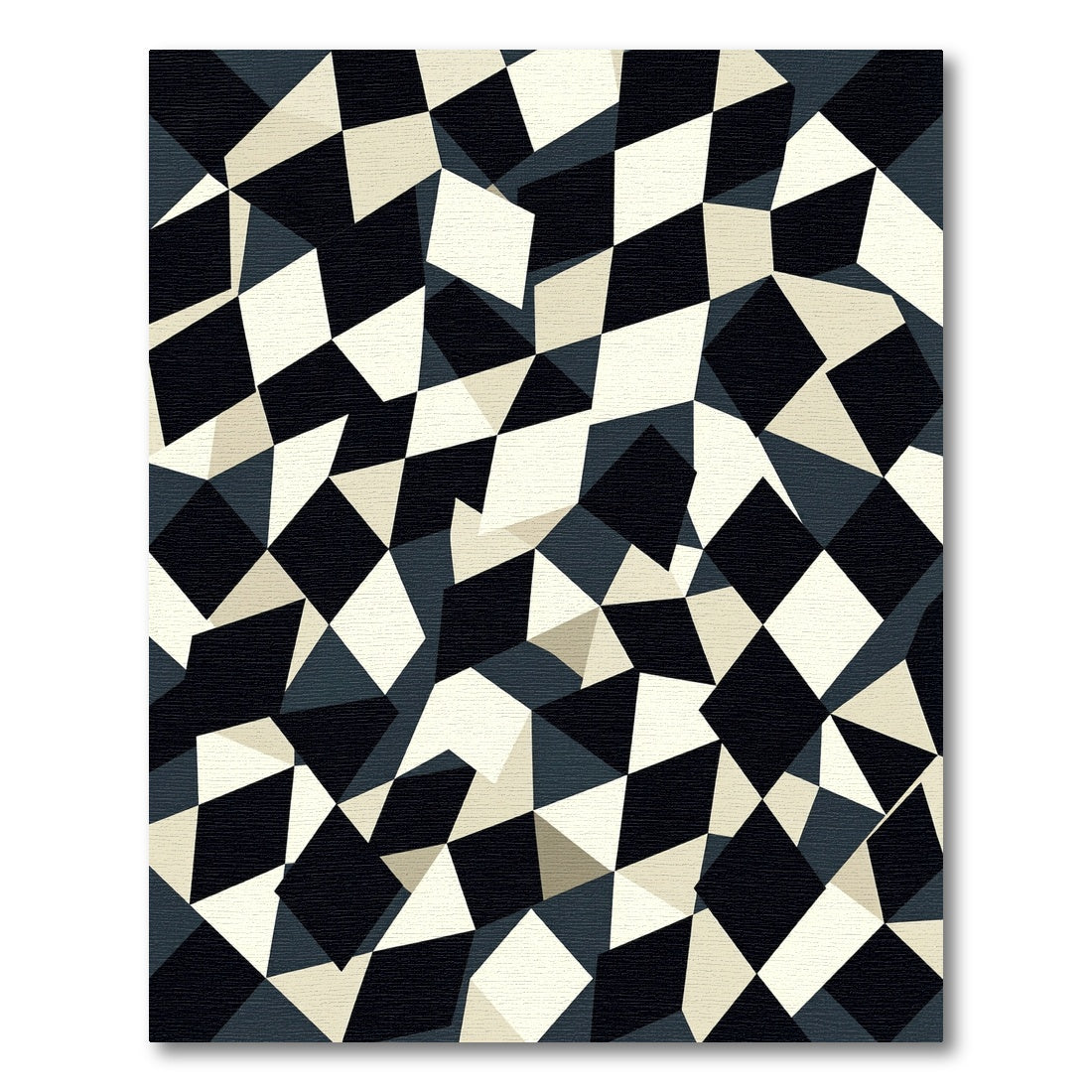 Monochrome Geometric Diamond Abstract Art Rug