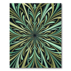 Radiating Greens And Blues Art Nouveau Rug