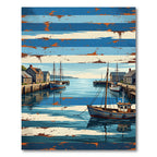 Rustic Nautical Harbor Boats Landscape Rug