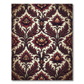 Elegant Burgundy Floral Damask Scroll Rug