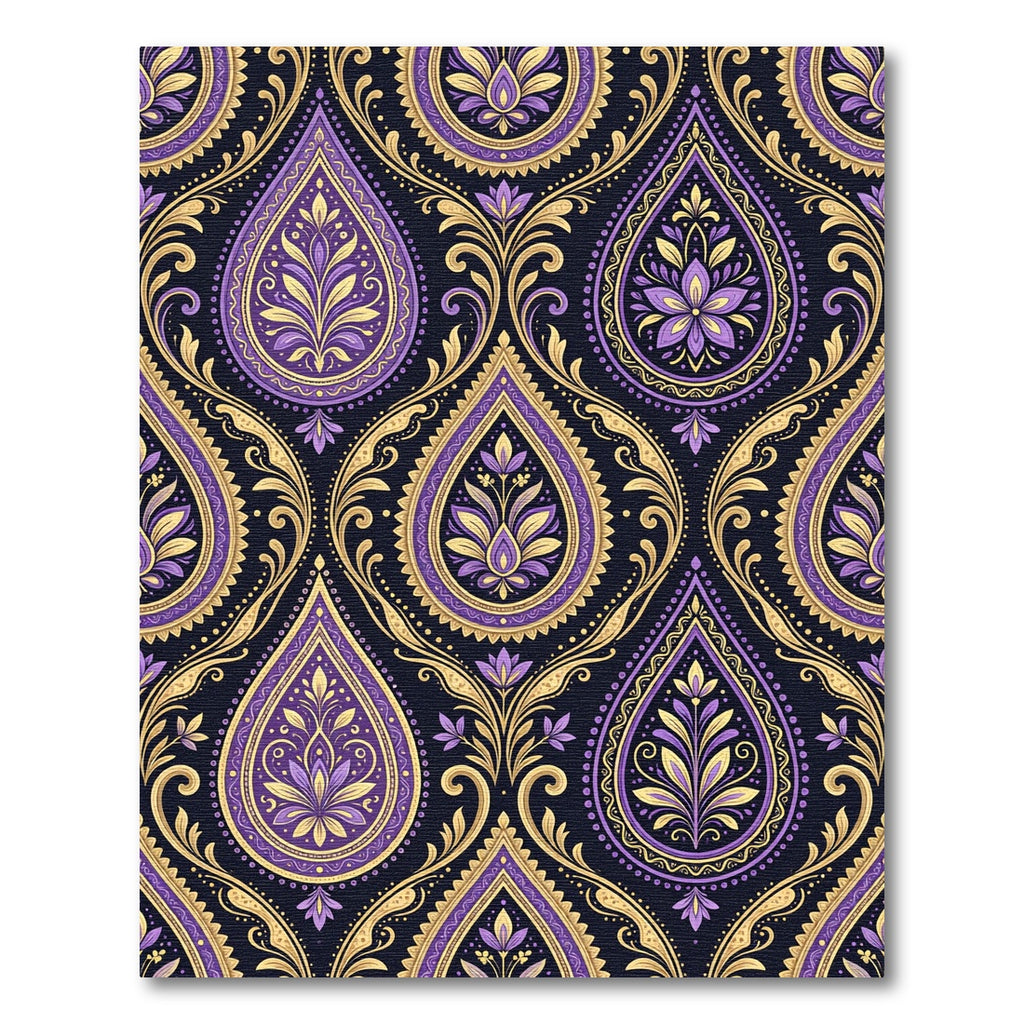 Regal Purple Gold Paisley Floral Rug