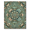 Sage Green Floral Medallion Botanical Illustration Rug