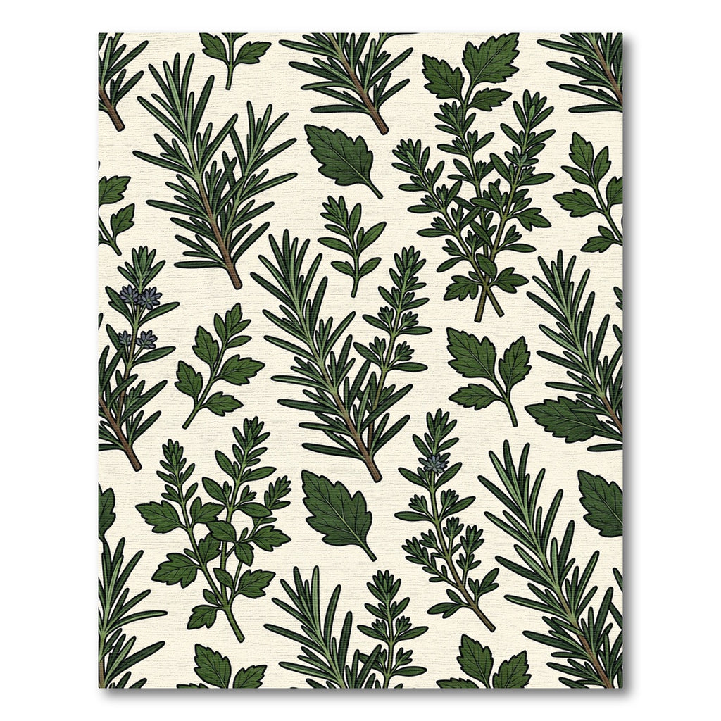 Botanical Fresh Green Herb Garden Rug