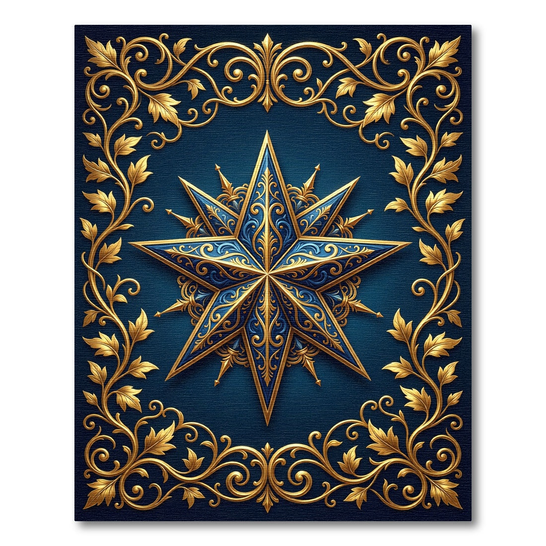 Gilded Navy Celestial Star Filigree Rug