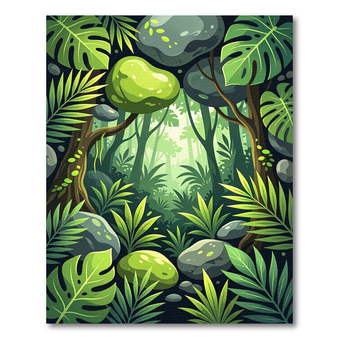 Verdant Jungle Canopy Scene Rug
