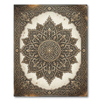 Ornate Golden Filigree Medallion Area Rug