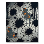 Monochrome Ink Splash with Burnt Orange Accents Rug
