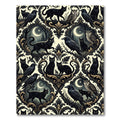 Gothic Black Cat And Raven Damask Rug