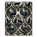 Gothic Black Cat And Raven Damask Rug
