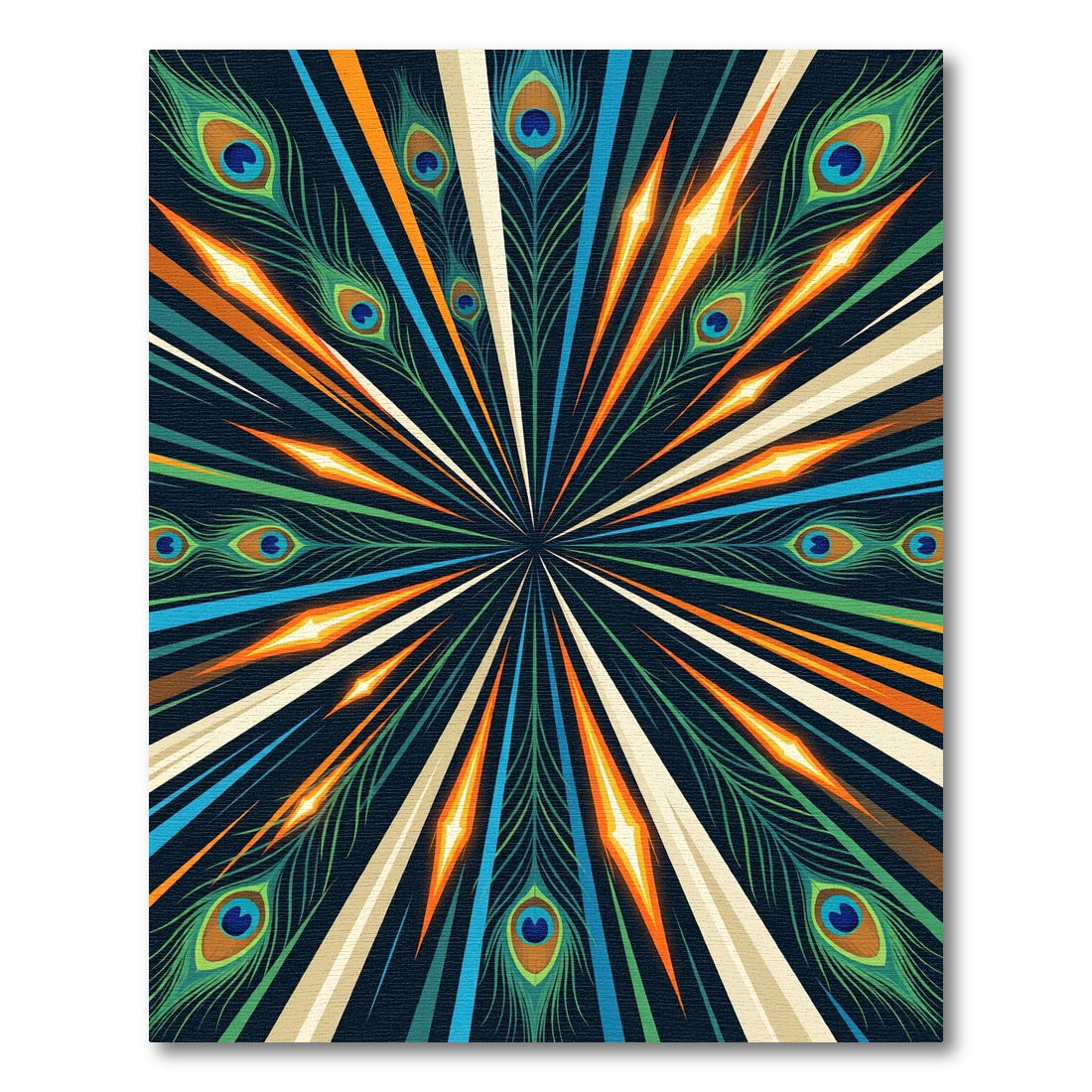 Radiant Peacock Feather Burst Medallion Rug