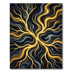 Liquid Gold Swirl Abstract Flow Rug