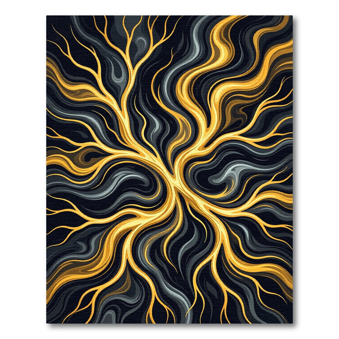 Liquid Gold Swirl Abstract Flow Rug
