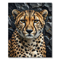 Majestic Cheetah Portrait Dark Stone Rug