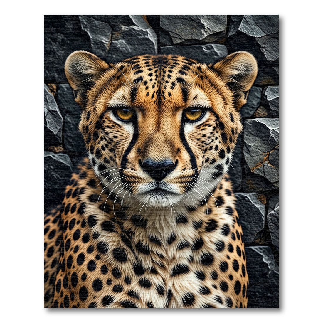 Majestic Cheetah Portrait Dark Stone Rug