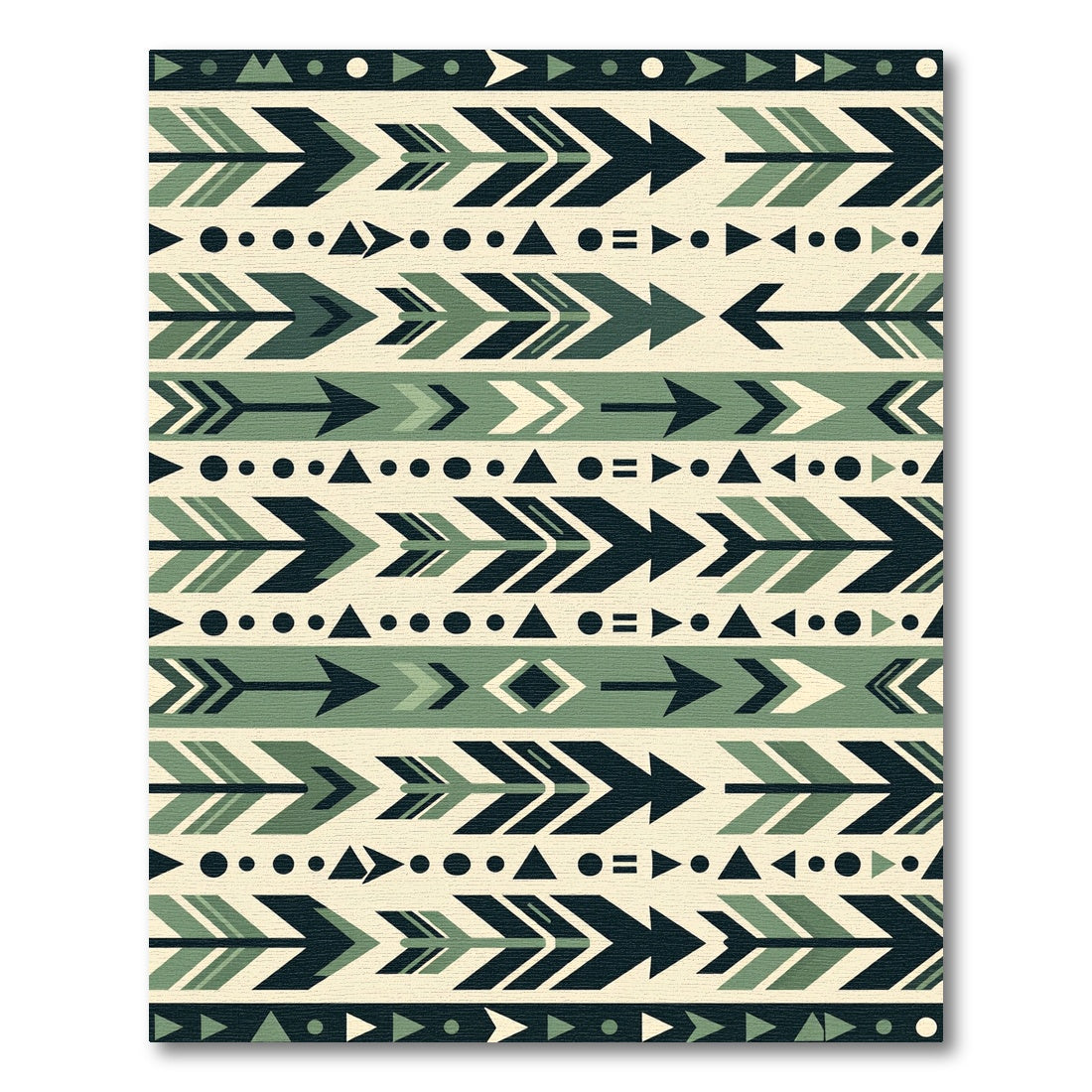 Geometric Sage and Charcoal Arrow Tapestry Rug
