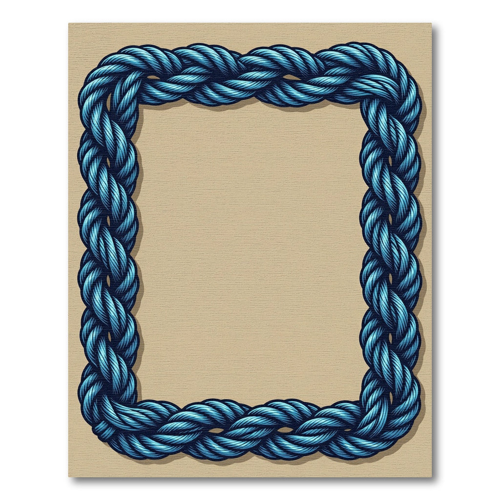 Deep Blue Braided Rope Border Rug
