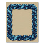 Deep Blue Braided Rope Border Rug