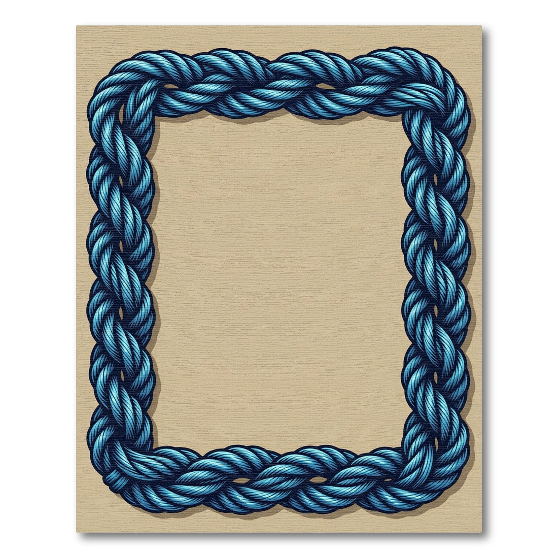 Deep Blue Braided Rope Border Rug