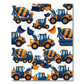 Blue and Orange Construction Vehicles Rug