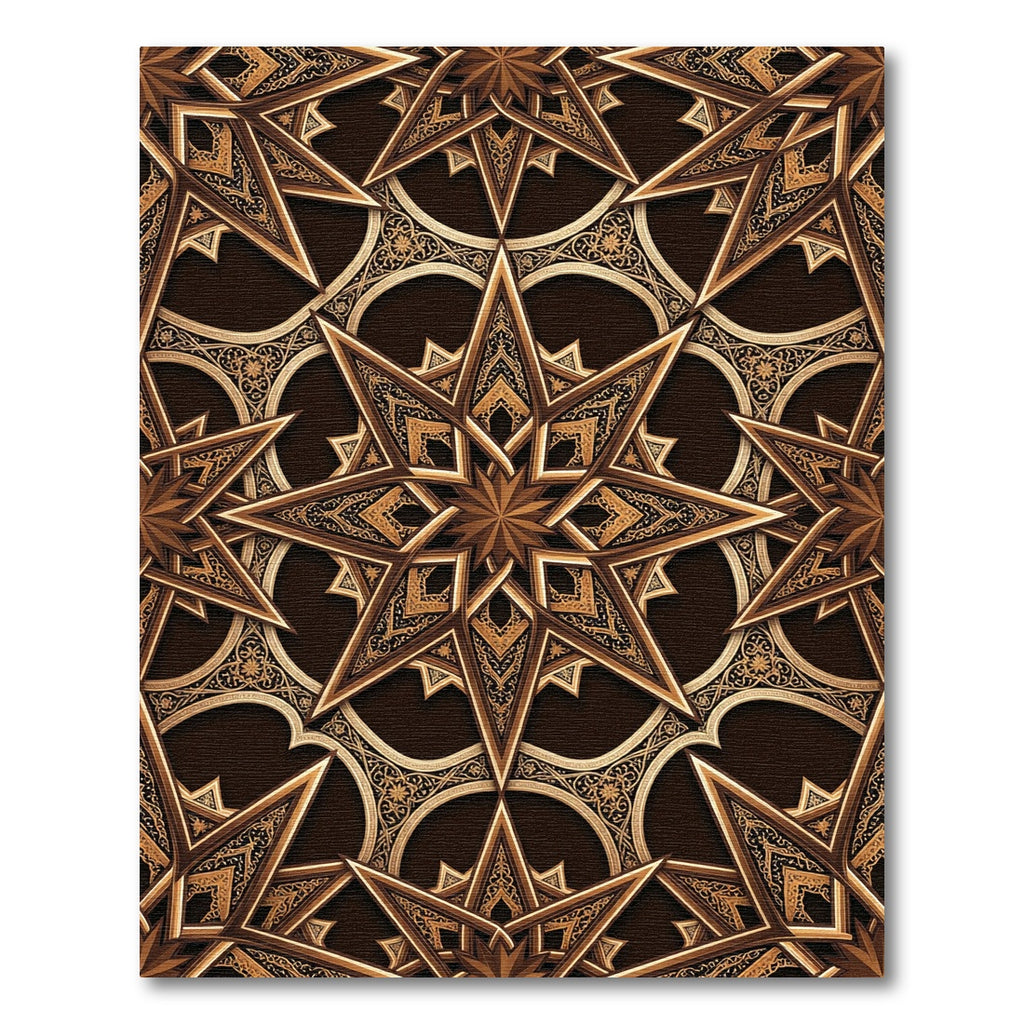 Ornate Gold Starburst Arabesque Rug