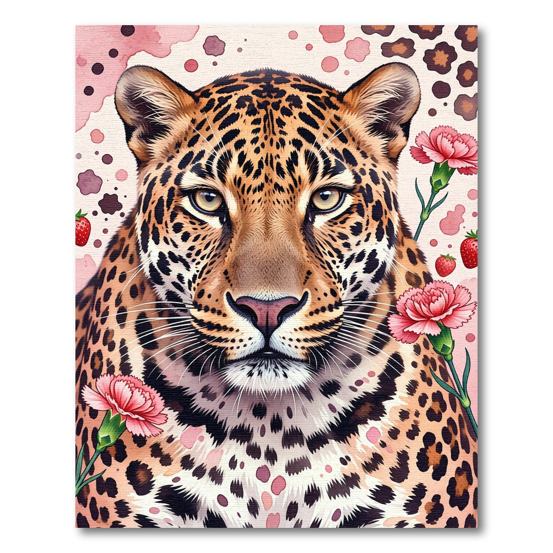 Leopard Carnation Floral Aesthetic Art Rug