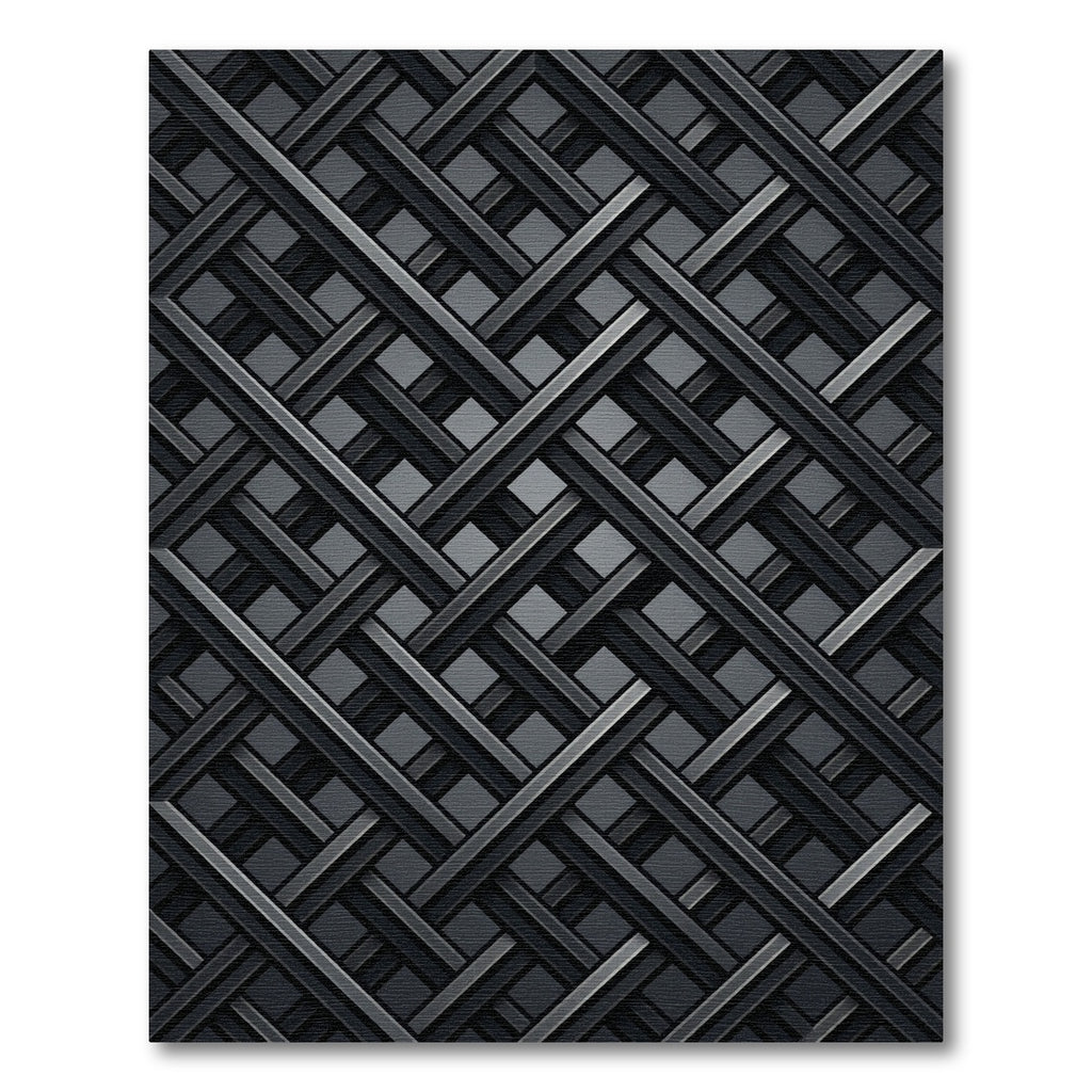 Modern Charcoal Intersecting Geometric Weave Rug