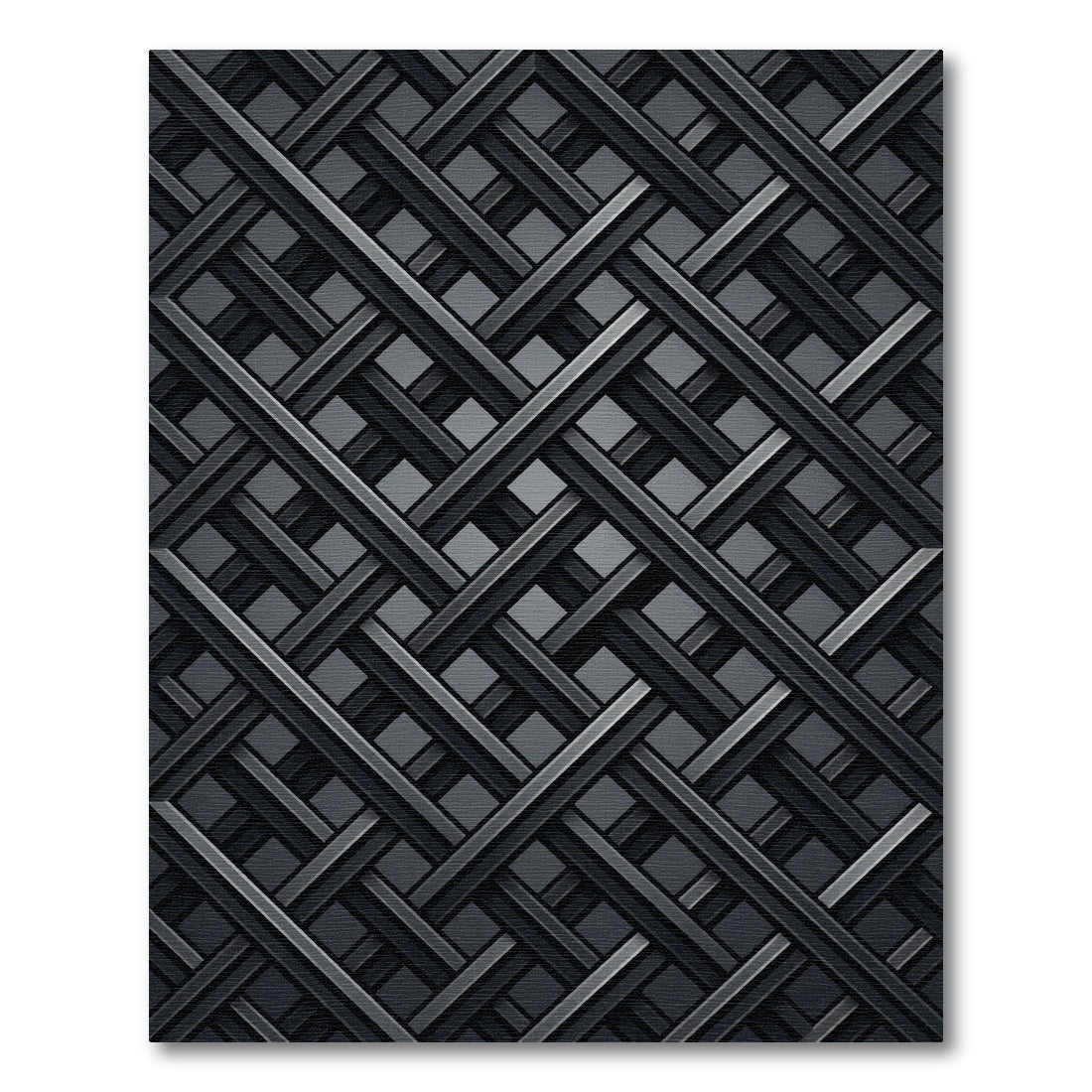 Modern Charcoal Intersecting Geometric Weave Rug