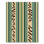 Green and Tan Striped Animal Spot Rug